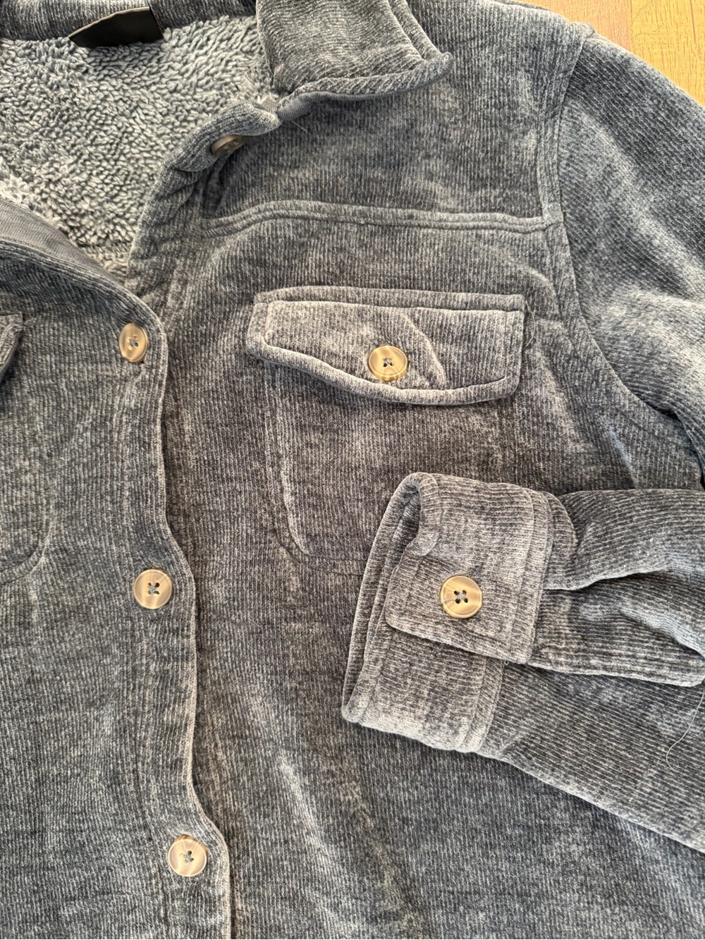 32 degrees heat Women's Plush Button-Front Jacket - slate blue - Picture 2 of 8